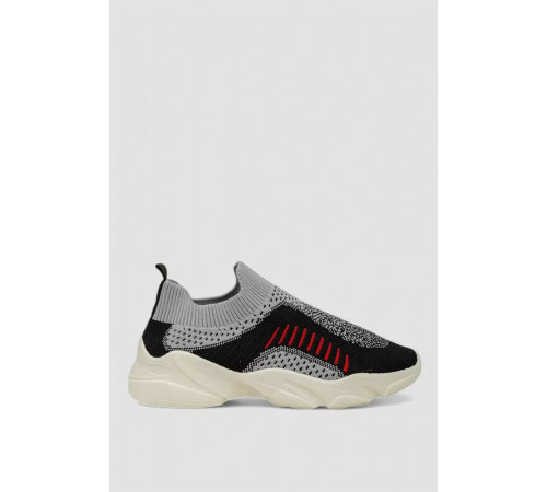 Сліпони жіночі з тканини, колір чорно-сірий, 244R321C