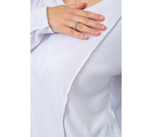 Жіночий лонгслів в рубчик, колір білий, 102R325