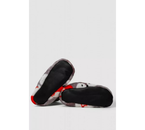 Тапочки-сапожки домашние плюшевые для детей, цвет серо-красный, 102R1003.