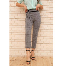Укороченные женские брюки, в клетку с лампасами, цвет Серый, 172R9314-3