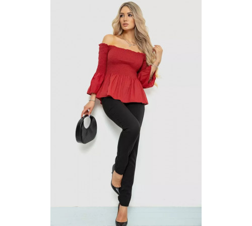 Блуза однотонная, цвет терракотовый, 244R254-1.