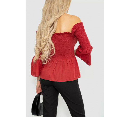 Блуза однотонная, цвет терракотовый, 244R254-1.