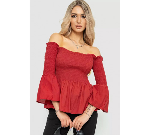 Блуза однотонная, цвет терракотовый, 244R254-1.