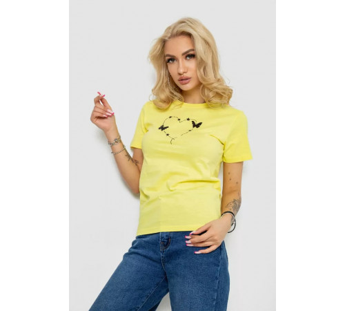Футболка жіноча з принтом, колір жовтий, 238R559