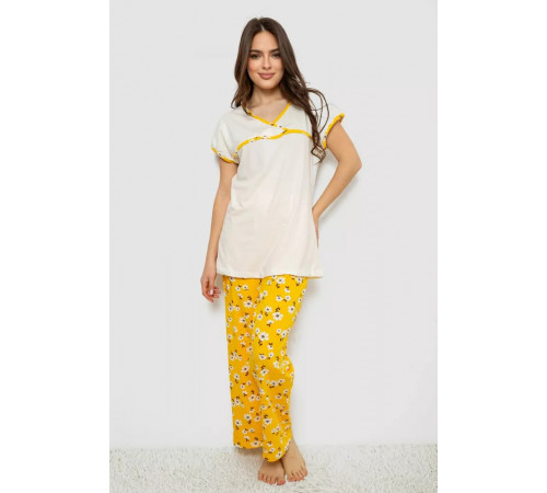 Женская пижама с принтом, цвет молочный, 243R1600-002.