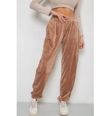 Брюки женские велюровые, цвет бежевый, 238R105