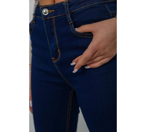 Джинси жіночі однотонні стрейч, колір синій, 244R108-1