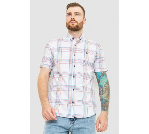 Сорочка чоловіча в клітку, колір молочний, 214R244564