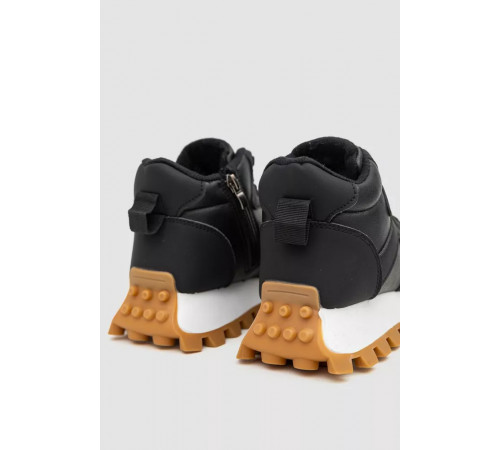 Кросівки жіночі з хутром, колір чорний, 243RGM91