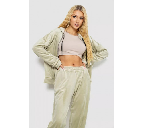 Спортивный костюм женский велюровый, цвет светло-оливковый, 238R107-2.