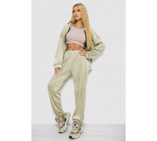 Спортивный костюм женский велюровый, цвет светло-оливковый, 238R107-2.
