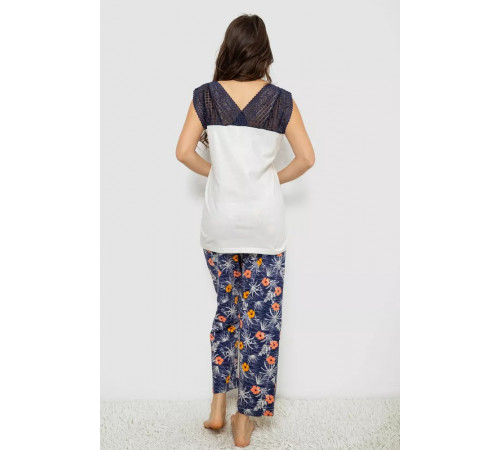 Піжама жіноча з принтом, колір молочний, 243R903061