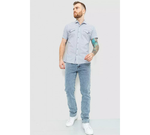 Сорочка чоловіча в смужку, колір сіро-блакитний, 186R0618