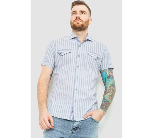 Сорочка чоловіча в смужку, колір сіро-блакитний, 186R0618