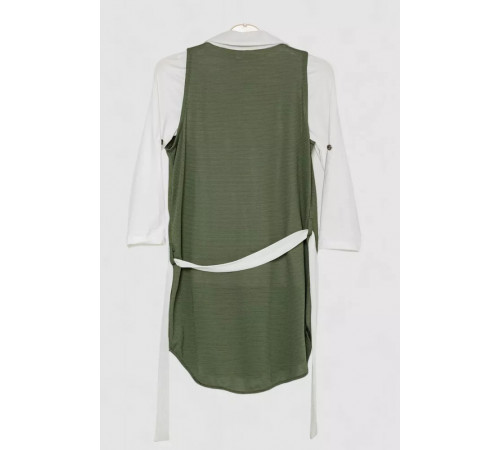 Кардиган в комплекті з лонгслів для дівчаток, колір хакі, 247R0565