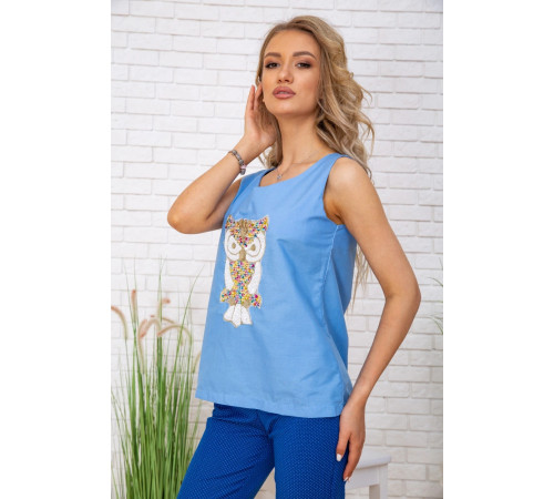 Бавовняна майка, блакитного кольору з пайєтками, 172R203