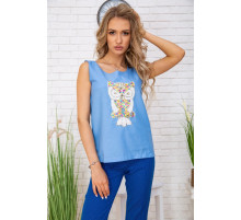 Бавовняна майка, блакитного кольору з пайєтками, 172R203