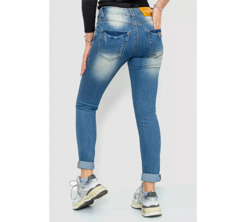 Джинси жіночі з потертостями, колір синій, 244RS06