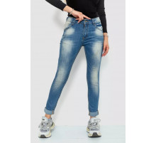 Джинси жіночі з потертостями, колір синій, 244RS06