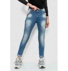 Джинси жіночі з потертостями, колір синій, 244RS06