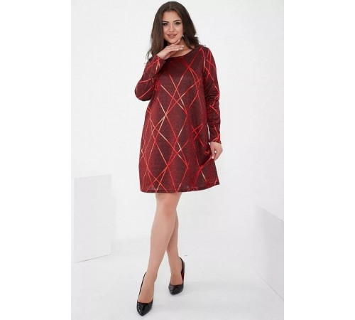 Коротка жіноча сукня, червоного кольору, з люрексу, 153R4052 Коротка жіноча сукня, червоного кольору, з люрексу, 153R4052