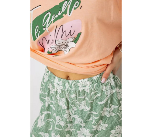 Піжама жіноча з принтом, колір персиковий, 243R8485-1