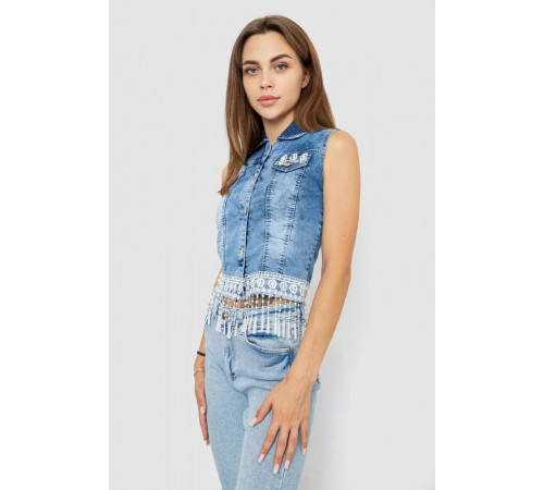 Жилетка жіноча джинсова, колір блакитний, 247R8072