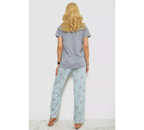 Піжама жіноча з принтом, колір сірий, 243R2492