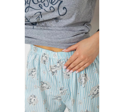 Піжама жіноча з принтом, колір сірий, 243R2492