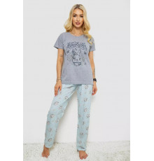 Піжама жіноча з принтом, колір сірий, 243R2492