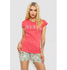 Піжама жіноча з принтом, колір рожевий, 243R3248