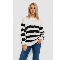 Светр жіночий в смужку, колір біло-чорний, 244RA111