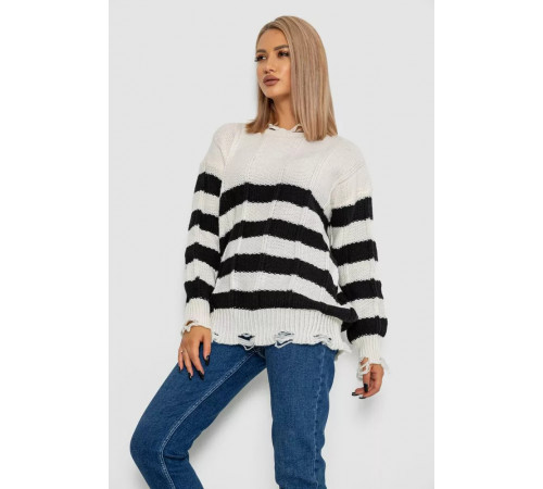 Свитер женский в полоску, цвет бело-черный, 244RA111