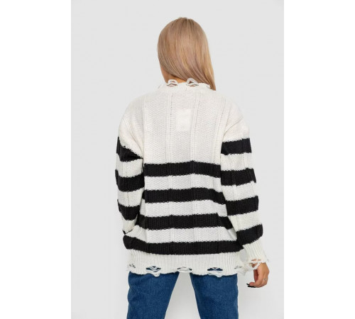 Свитер женский в полоску, цвет бело-черный, 244RA111
