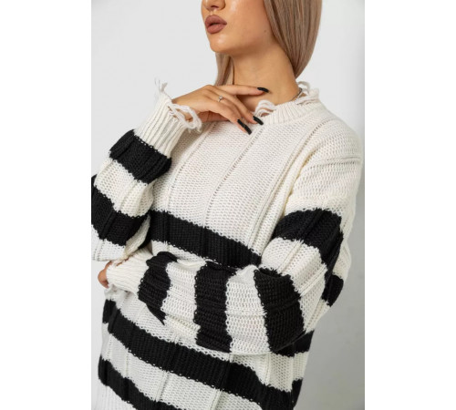 Свитер женский в полоску, цвет бело-черный, 244RA111