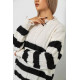 Свитер женский в полоску, цвет бело-черный, 244RA111