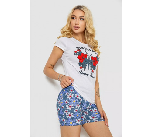 Піжама жіноча з принтом, колір білий, 243R3049-1