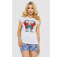 Піжама жіноча з принтом, колір білий, 243R3049-1