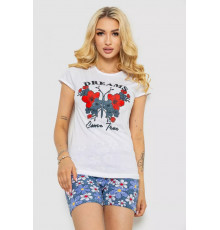 Піжама жіноча з принтом, колір білий, 243R3049-1