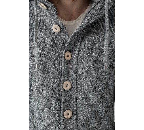 Кофта чоловіча на блискавці з капюшоном, колір темно-сірий, 214R10635 Кофта чоловіча на блискавці з капюшоном, колір темно-сірий, 214R10635