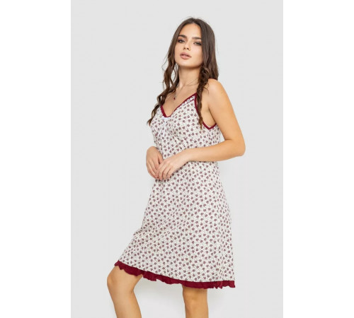 Ночная рубашка на бретельках с принтом, цвет бело-бордовый, 219RTA-336.