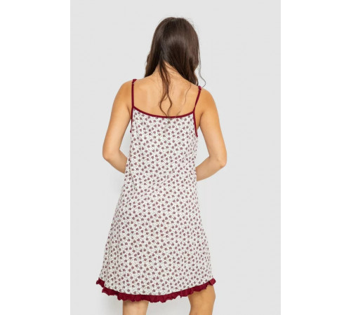 Ночная рубашка на бретельках с принтом, цвет бело-бордовый, 219RTA-336.