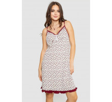 Нічна сорочка на брительках з принтом, колір біло-бордовий, 219RTA-336