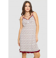 Нічна сорочка на брительках з принтом, колір біло-бордовий, 219RTA-336