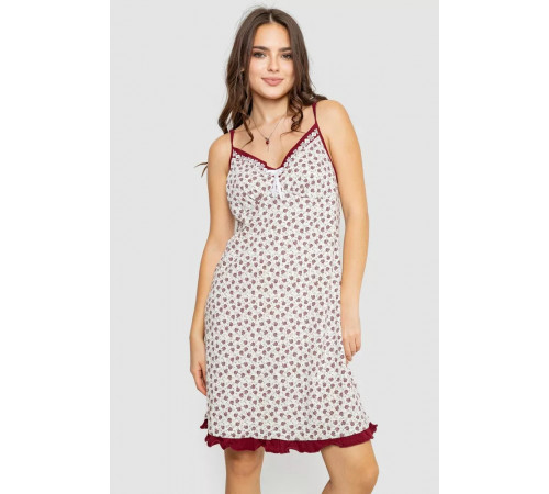 Ночная рубашка на бретельках с принтом, цвет бело-бордовый, 219RTA-336.