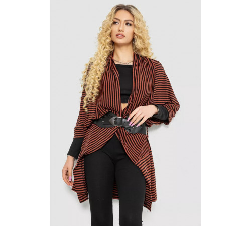 Жіночий кардиган в смужку, колір коричнево-чорний, 244R30614