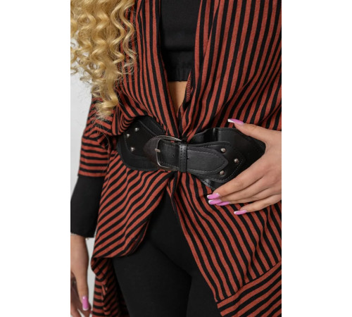 Жіночий кардиган в смужку, колір коричнево-чорний, 244R30614