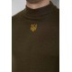 Светр чоловічий однотонний з вишивкою тризуб, колір хакі, 161R009