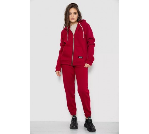 Спортивный женский костюм на флисе, цвет бордовый, 244R1555-1 Спортивный женский костюм на флисе, цвет бордовый, 244R1555-1