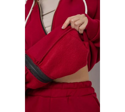 Спортивный женский костюм на флисе, цвет бордовый, 244R1555-1 Спортивный женский костюм на флисе, цвет бордовый, 244R1555-1